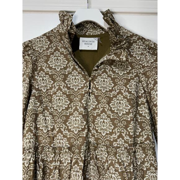 Hyacinth House Moss Printed Russell Mini Dress Olive Size XS NWT - Picture 6 of 16